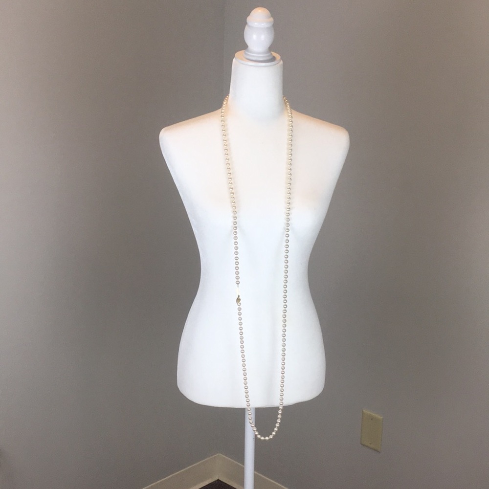 Faux Pearl Very Long Necklace